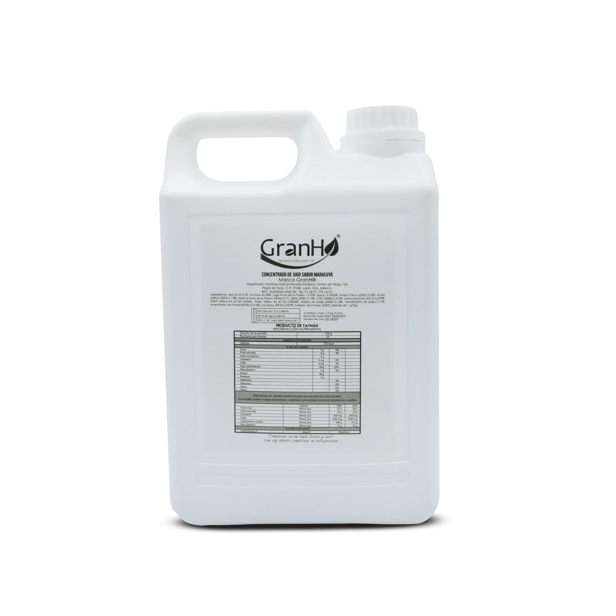 Producto GranHo, insumos para café, té y bebidas Concentradomaracuya_03