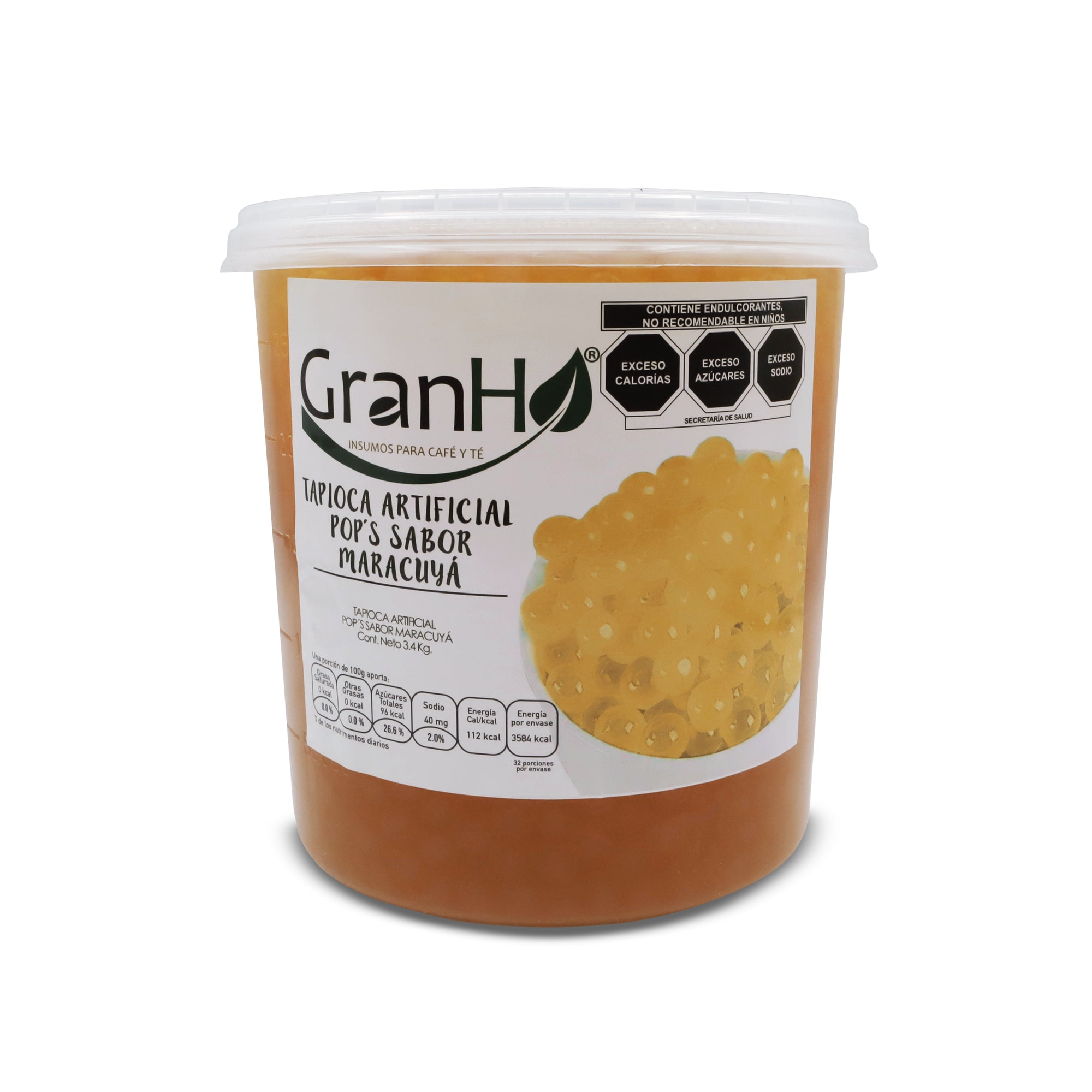 Etiqueta y packaging de producto GranHo para café, té o bebidas Popsmaracuya_01