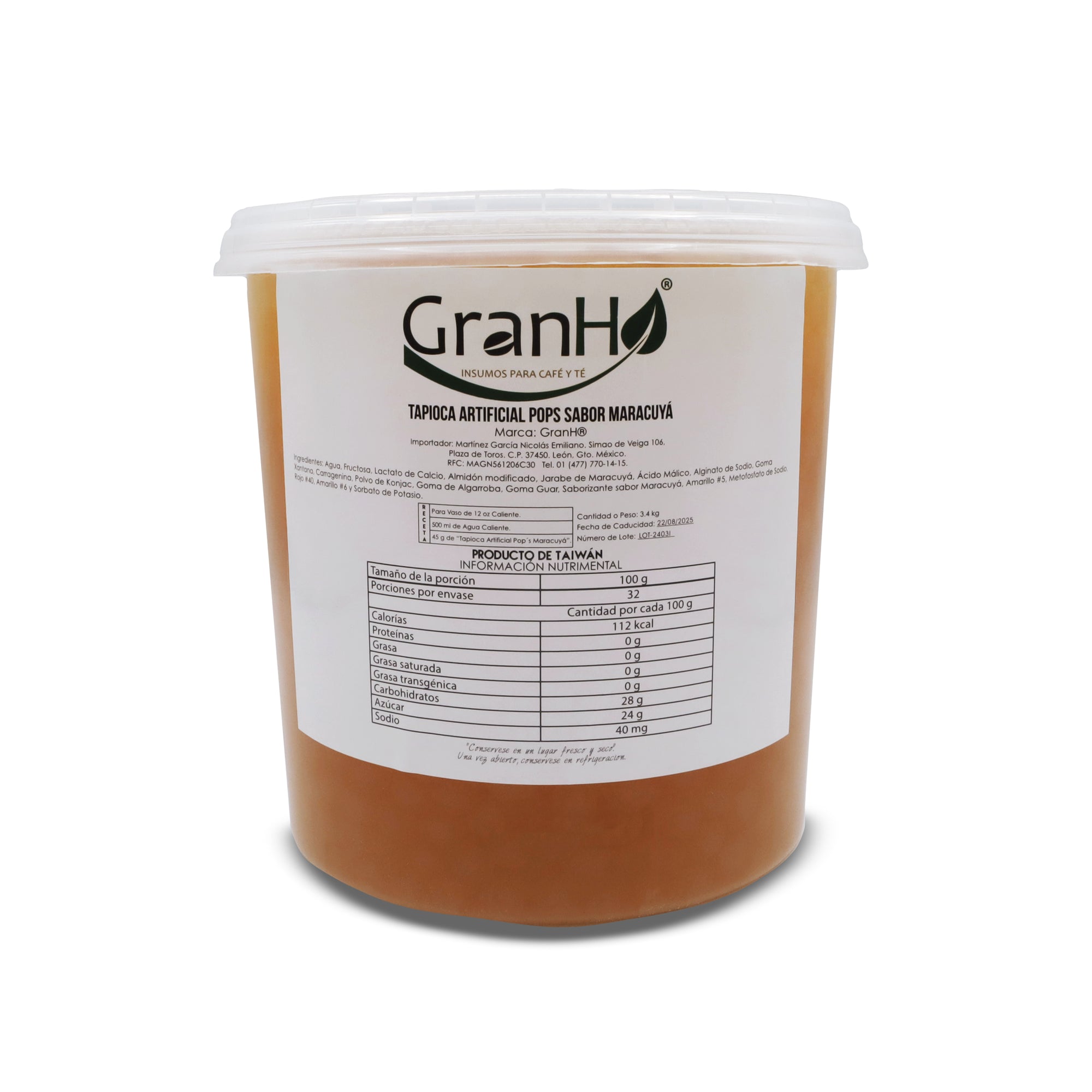 Etiqueta y packaging de producto GranHo para café, té o bebidas Popsmaracuya_03