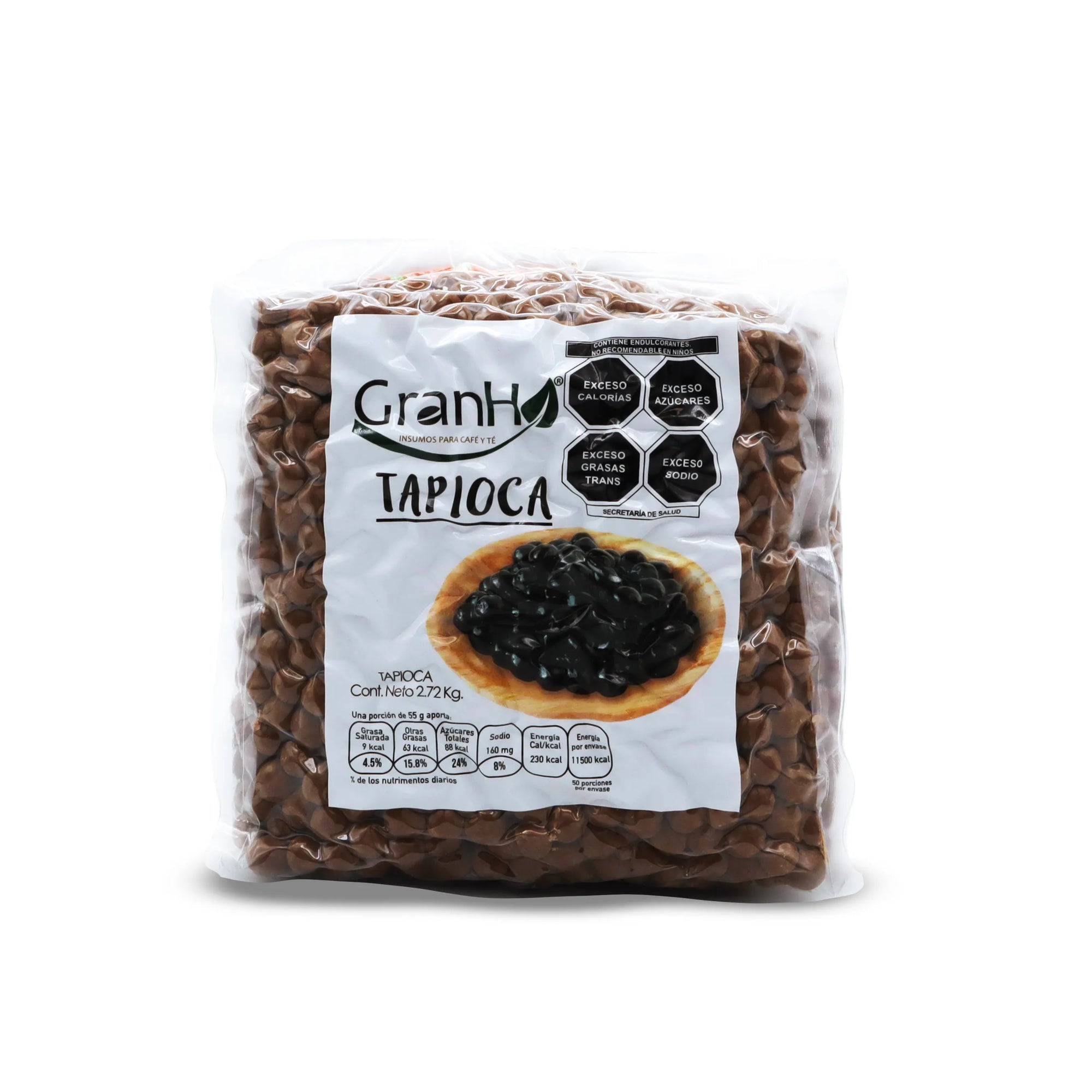 Etiqueta y packaging de producto GranHo para café, té o bebidas Tapioca_01