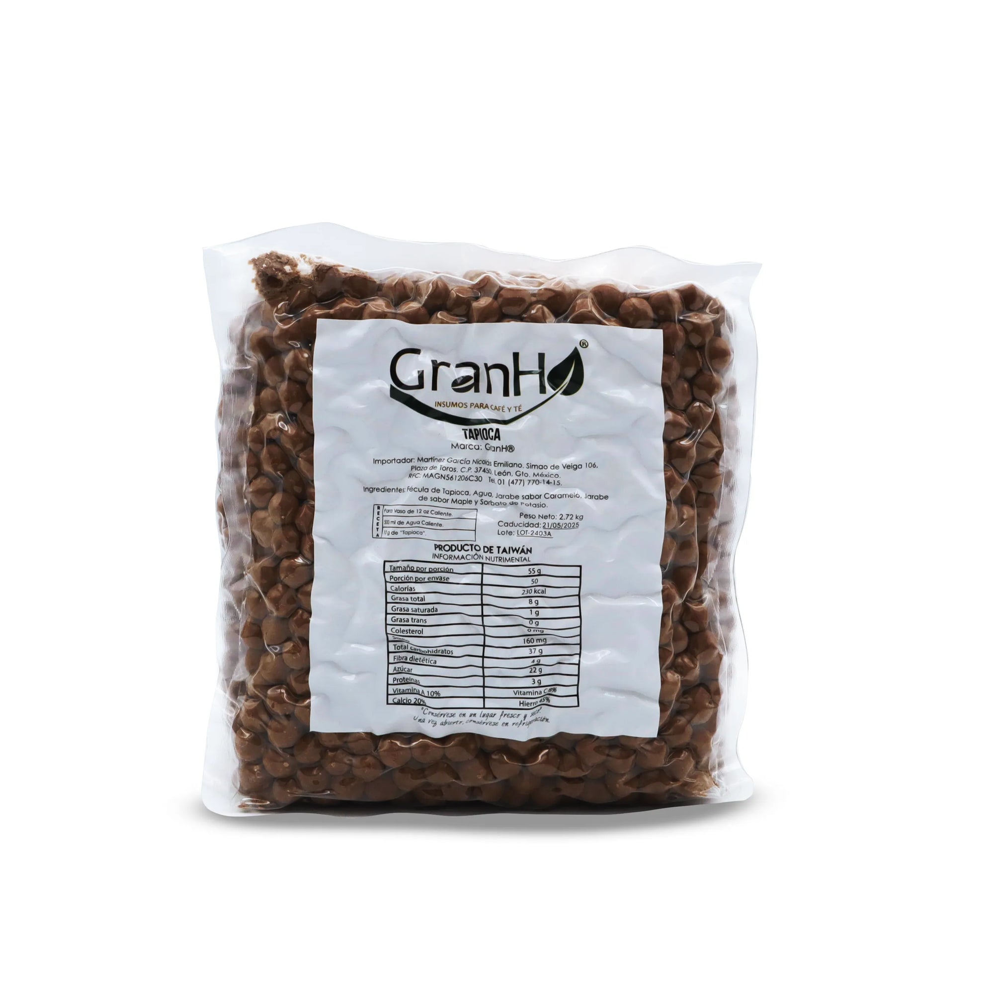 Etiqueta y packaging de producto GranHo para café, té o bebidas Tapioca_03